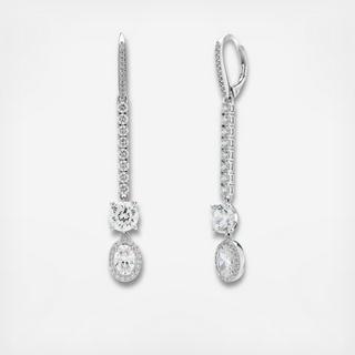 CZ Mixed Stone Linear Drop Earrings