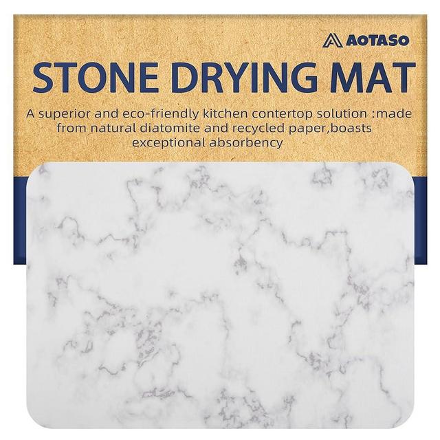 AOTASO 12x16 inch Marble Stone Drying Mat for Kitchen Counter Super Absorbent Dish Drying Mat Diatomaceous Earth Quick Dry Dish Mat（1 Pc ）