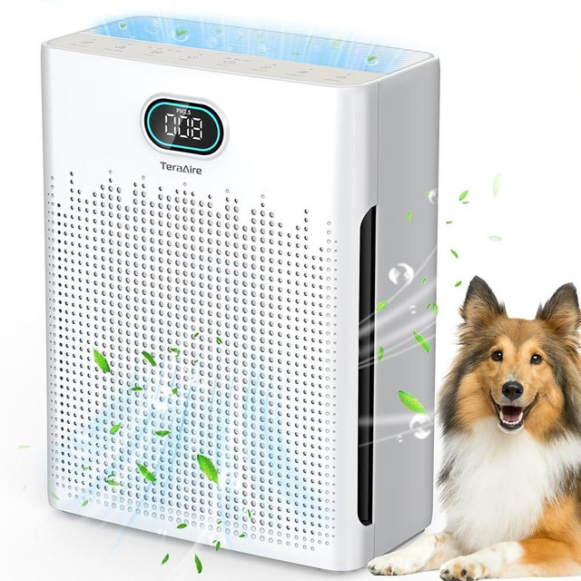 Air Purifiers for Home Cover Up to 2200 Ft², HEPA Air Purifier with Washable Pre-filter, Pet mode, PM 2.5 Air Quality Monitor Fragrance Sponge for Smoke, Odor, Dander, Pollen (White)