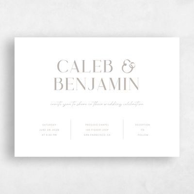 Oatmeal, Grey Wedding Invitation - Latona Type Letterpress