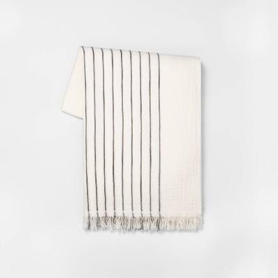 Striped Throw Blanket Railroad Gray/Sour Cream - Hearth & Hand™ with Magnolia