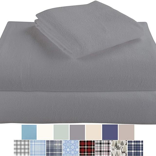 Morgan Home Cotton Turkish Flannel Sheets 100% Brushed Cotton for Supreme Comfort - Deep Pockets - Warm and Cozy, Great for All Seasons (Grey, King)