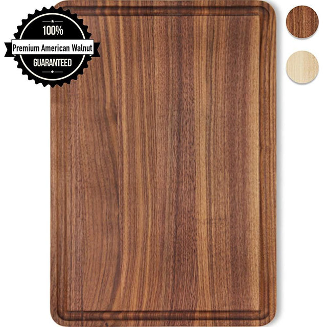 Small Cutting Board Walnut Wood 12x8 Inch Reversible with Juice Groove, Chopping Board Carving Cheese Charcuterie Serving Handmade by AtoHom
