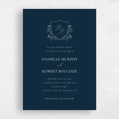 Deepest Teal, Blue Wedding Invitation - Brooklea Portrait
