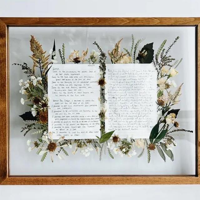 Wedding Vows & Flowers Framed