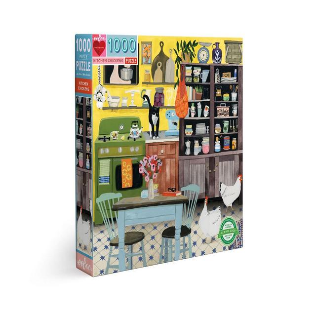 Eeboo Piece Love Kitchen Chickens 1000 Piece Square Adult Jigsaw Puzzle Set