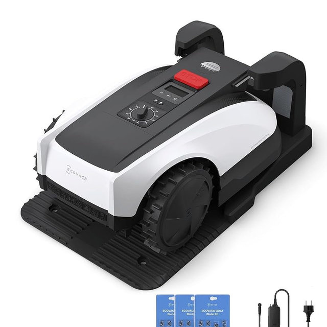 ECOVACS Goat O1000 RTK Care Kit Robotic Lawn Mower with RTK Precision Navigation, No Perimeter Wire, Smart App Control, Auto Mapping, Multi-Zone Management – Includes 36 Extra Blades