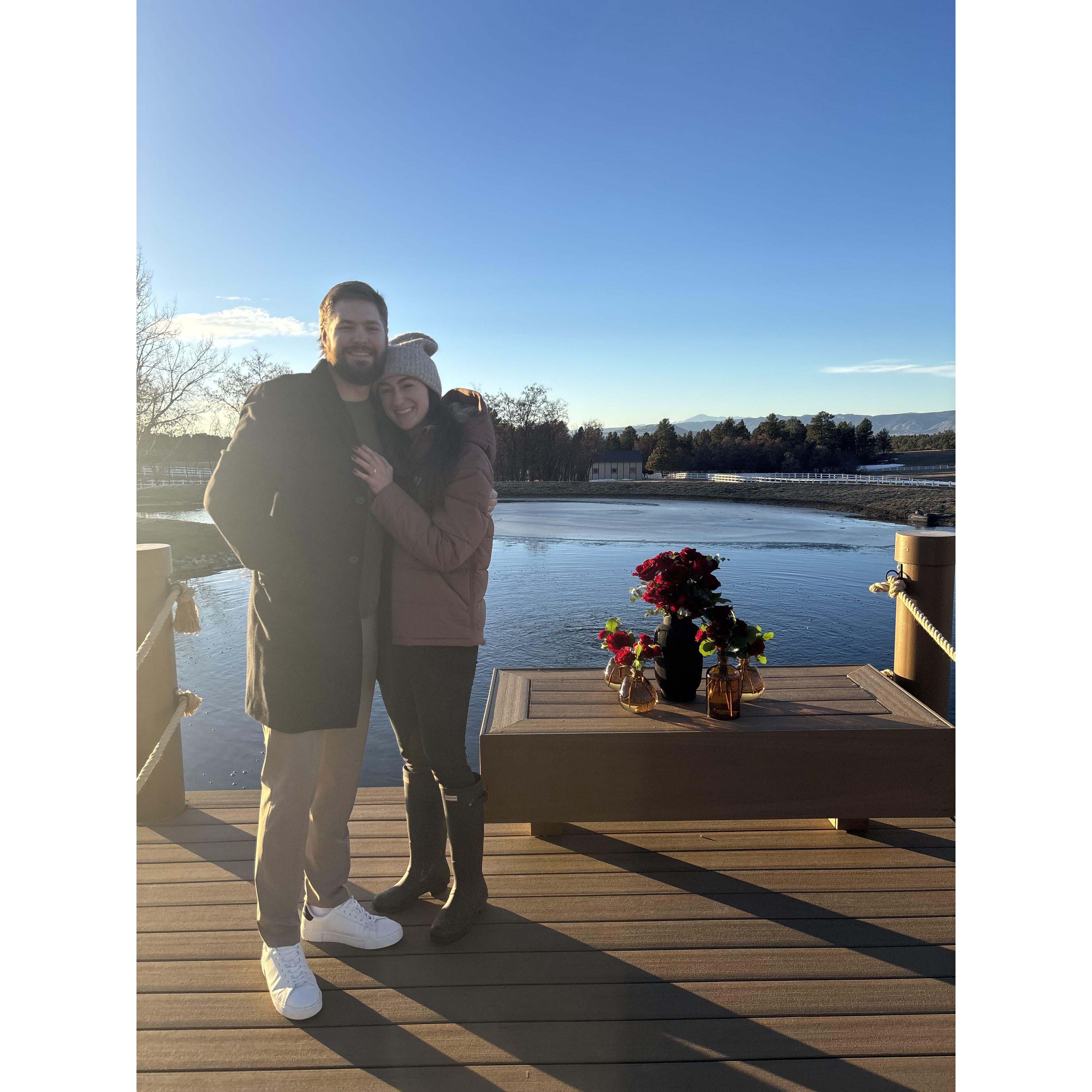 The gorgeous morning he proposed, December 22, 2024, at my favorite place, the barn!