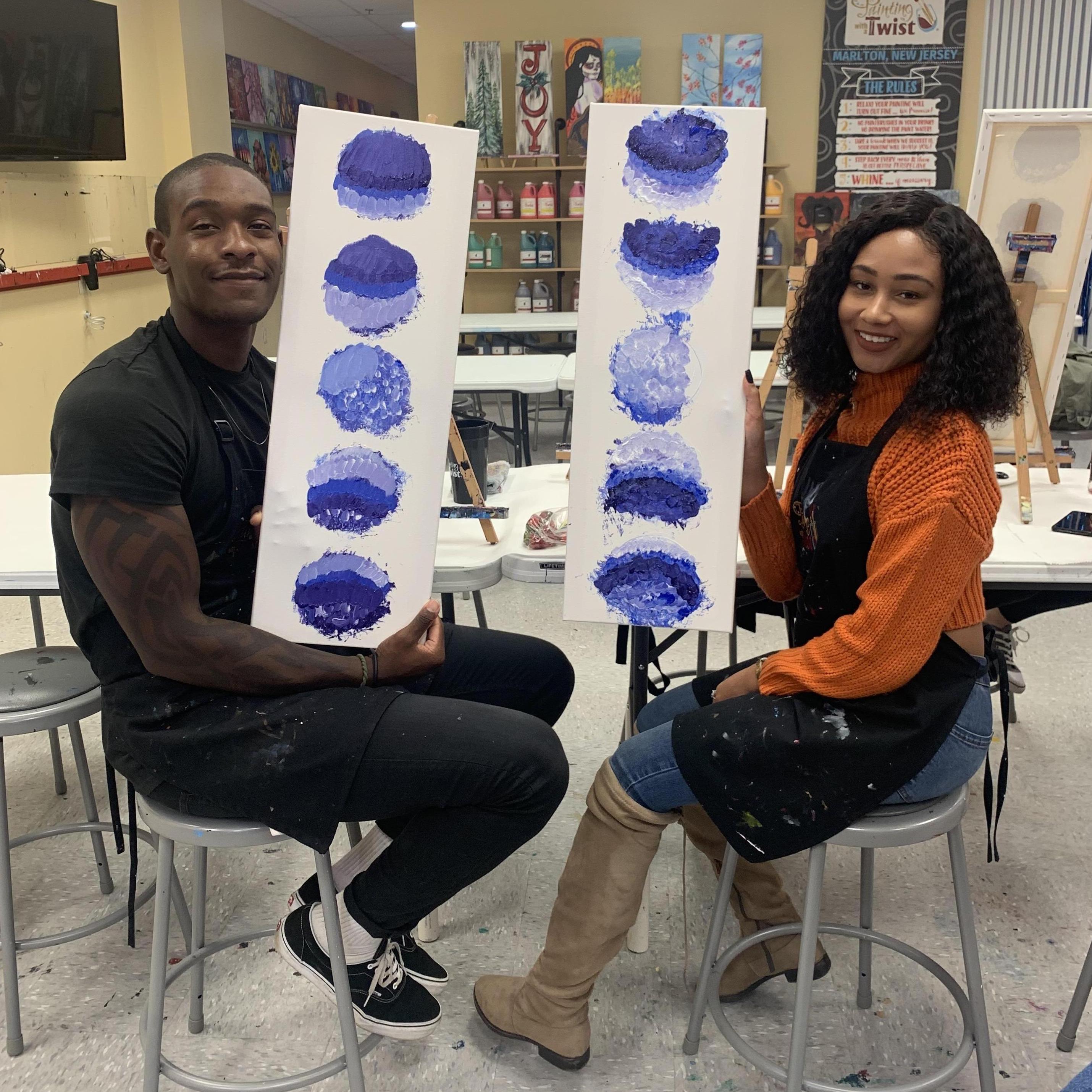 Our first date, obviously she had the better painting