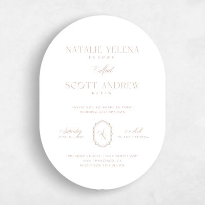 Camel, White Wedding Invitation - Korina Portrait