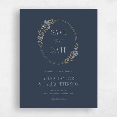 Grayed Navy, Blue Wedding Save the Date - Mirelia Portrait