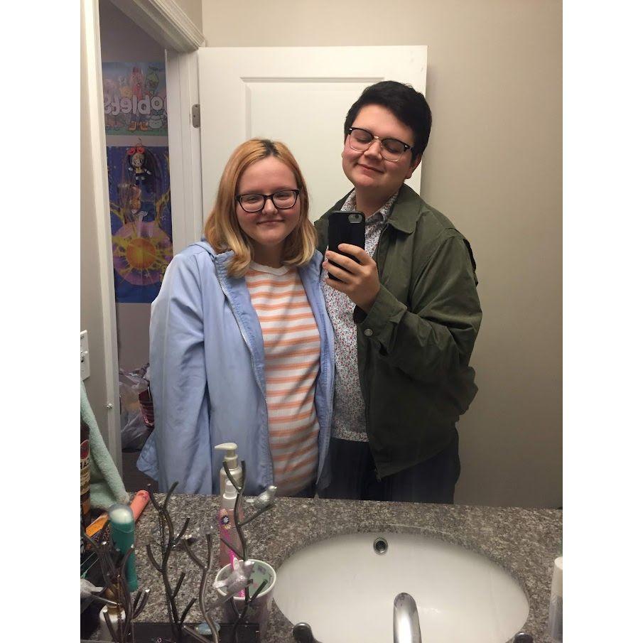 Edward and Caroline back in her UNCG days. She doesn't know where that jacket ended up.