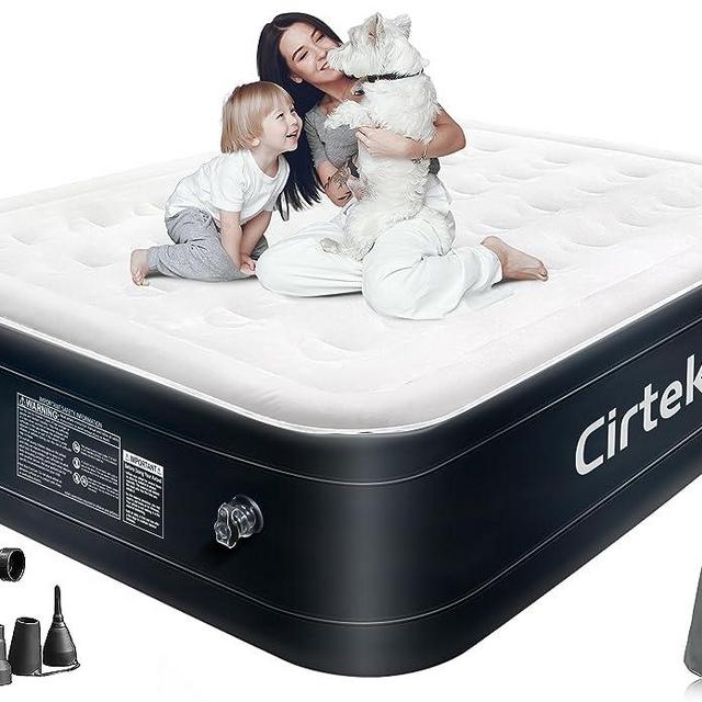 Cirtek Inflatable Mattress, inflatables Bed, Camping, Travel, Tent Portable Size Lightweight Matress, Easy to Sleeping, Configuration Blow Pump (13 Queen)