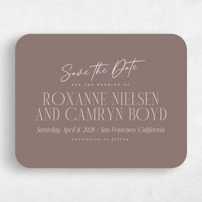 Brown Rounded Wedding Save the Date - Kosrae Landscape