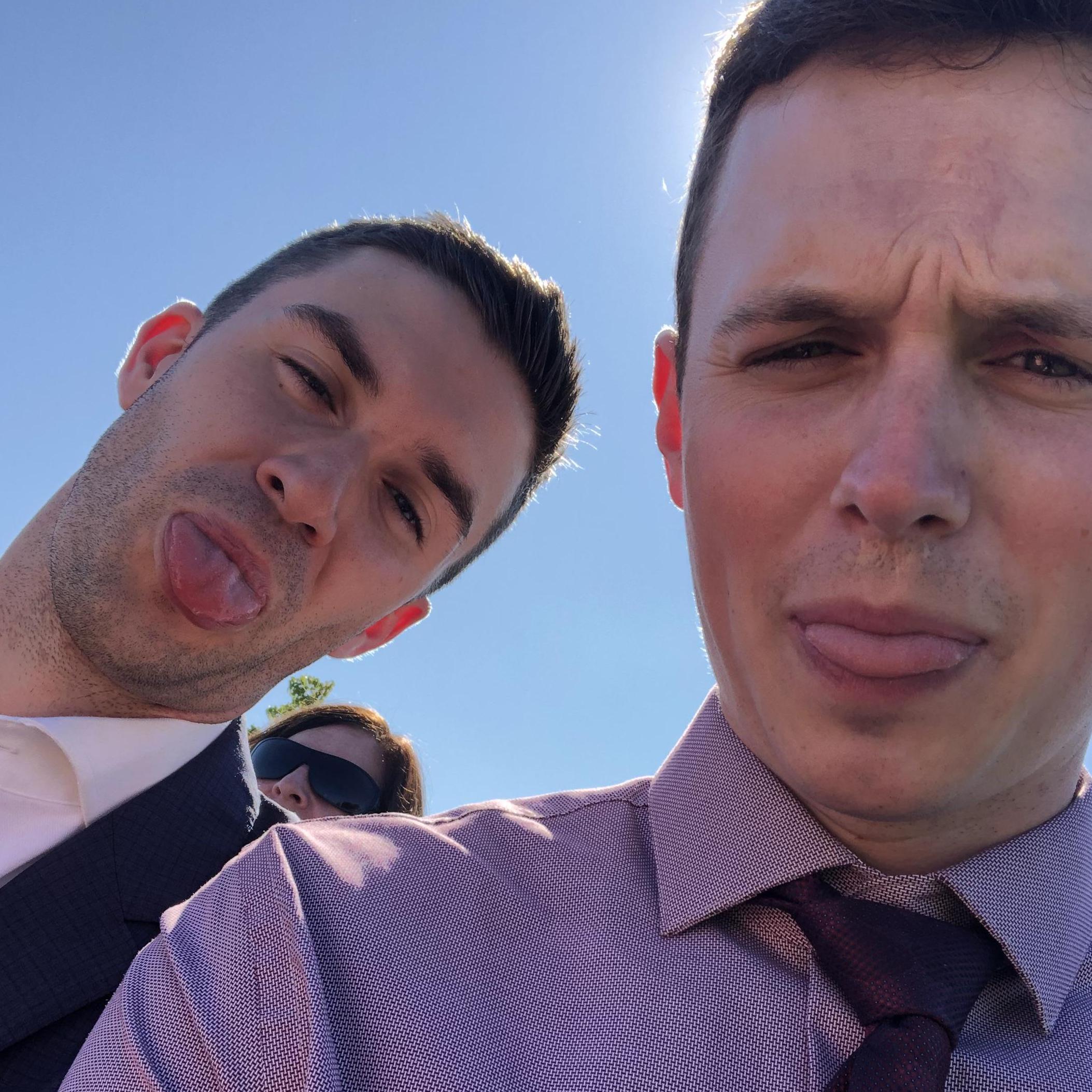 Enjoying one of our friend's weddings.