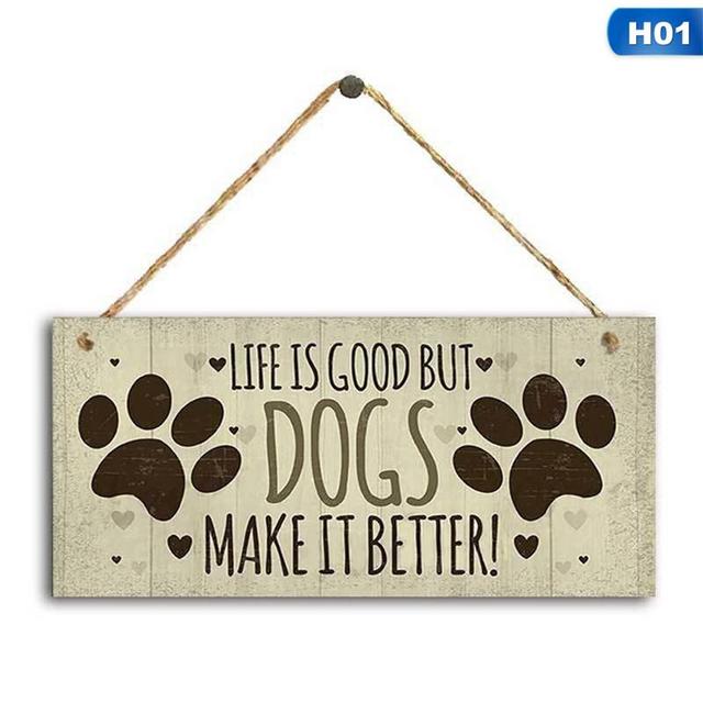 SHIYAO Dog Tags Rectangular Wooden Pet Tag Dog Accessories Lovely Friendship Animal Sign Plaques Rustic Wall Decor Home Decoration