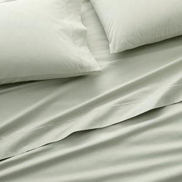 Solid Classic Organic-Cotton Percale Sheet Set in Basil