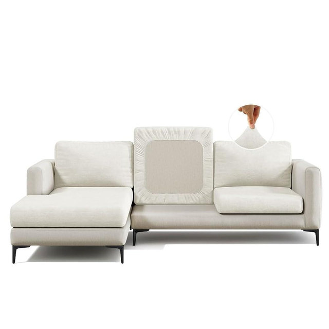 Nolan Interior Miracle Sofa Cover - Medium, Vanilla - Plush Back Cushion Cover with Ultra-Soft, Stretchy, Thick Fabric - Pet Proof, Stain Safe, Easy Fit, Easy Wash
