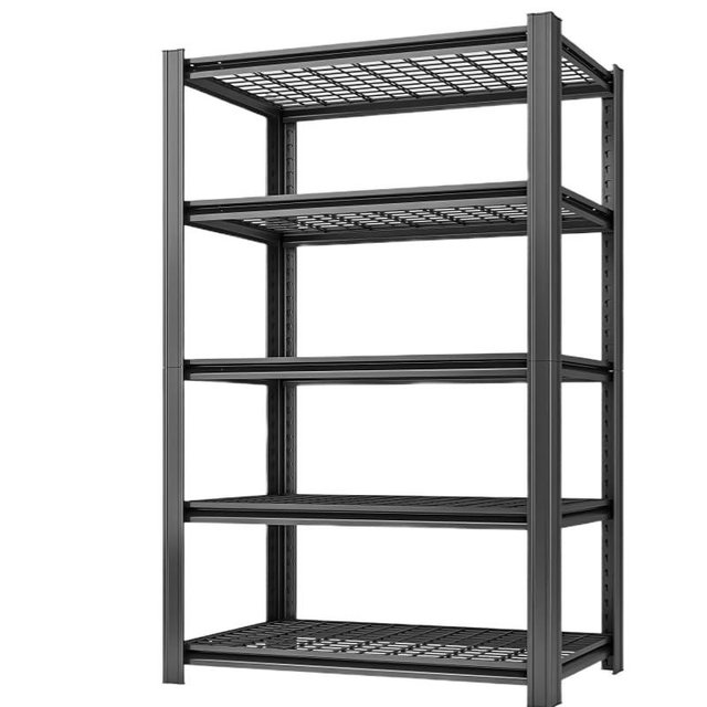 LI JIU HOME 5 Tier Metal Shelving Unit, Adjustable Storage Shelves, 72" H x 35.43" W x 15.8" D Heavy Duty Garage Shelves for Warehouse, Basement, Kitchen, Pantry, Living Room, Black