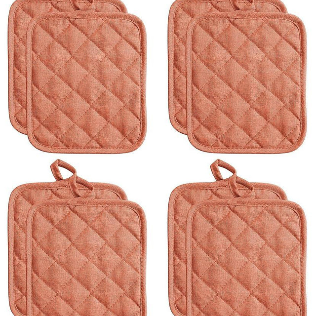 American Linen Pot Holders, Hot Pads, Table Pads for Kitchen and Dining Table, Non Slip Heat Resistant Hot Pot Holder (Coral, 8 Pack)