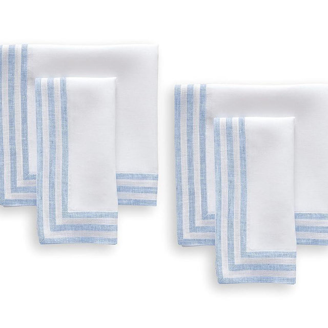 Solino Home Linen Napkins 20 x 20 Inch – 100% Pure Linen Sky Blue Christmas Dinner Napkins Set of 4 – Cloth Washable Napkins – Mila