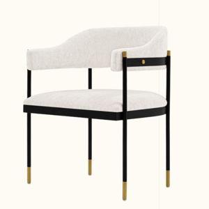 Lia Metal Chenille Armchair in Cream - Manhattan Comfort