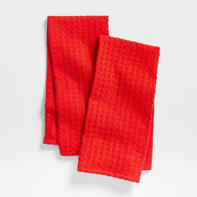 Oversized Waffle Barbados Cherry Dish Towels, Set of 2