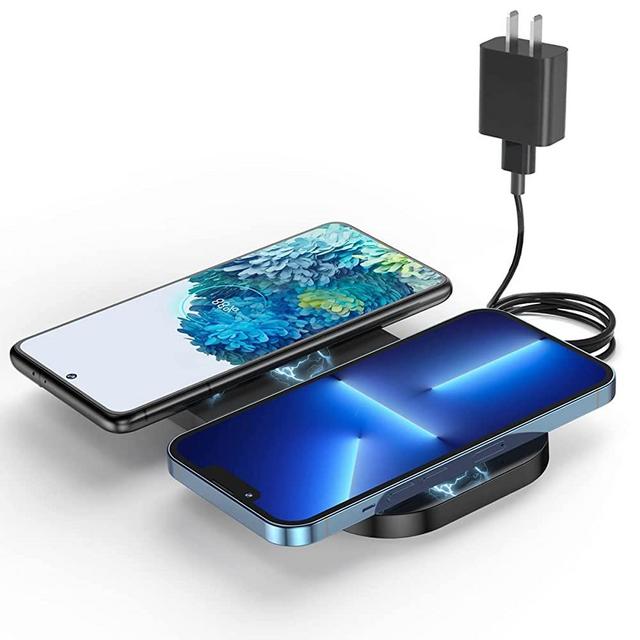 Wireless Charging Pad - 2 in 1 Wireless Charging Pad Station Stand for Apple iPhone 13/12, Pro Max/Mini Pro,11,SE,X,8, Airpods 3/2/Pro, Wireless Phone Charger for Samsung S21,Galaxy,Qi-Enabled Phones