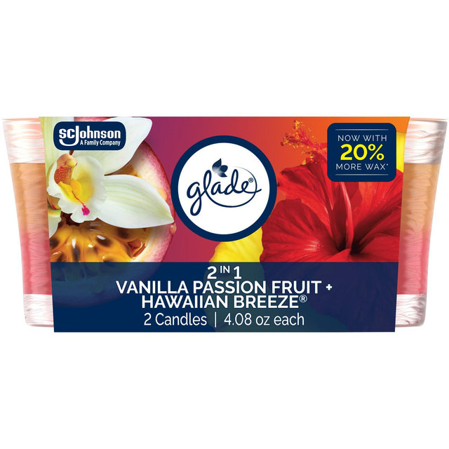Glade Scented Candles - Hawaiian Breeze and Vanilla Passion Fruit - 4.08oz/2ct