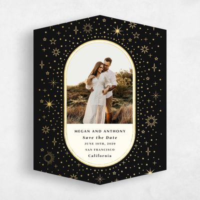 Black Diamond Wedding Save the Date - Heron Photo Foil
