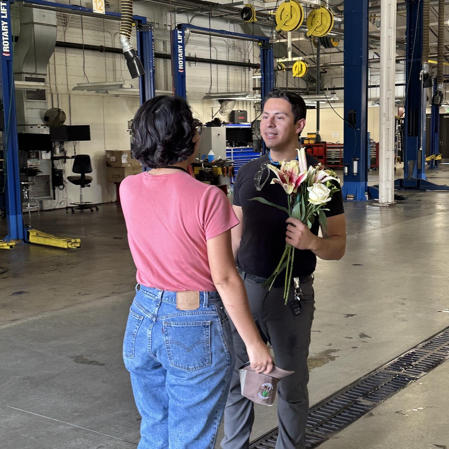 Jolie brought Jacob flowers at work