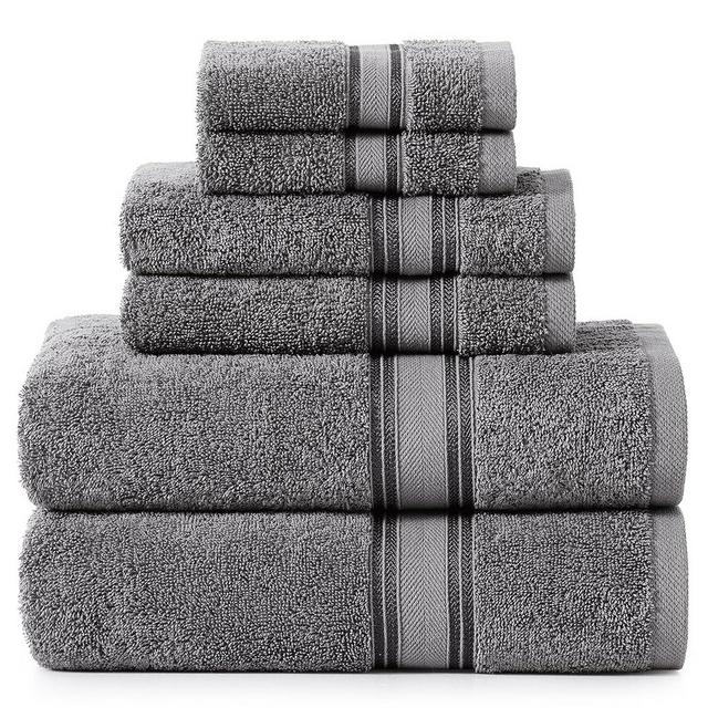 LANE LINEN Luxury Bath Towels Set - 6 Piece Set, 100% Cotton Bathroom Towels, Zero Twist, Quick Dry Shower Towels, Soft Absorbent Bath Towel, 2 Bath Towels, 2 Hand Towels, 2 Wash Cloths - Cool Grey