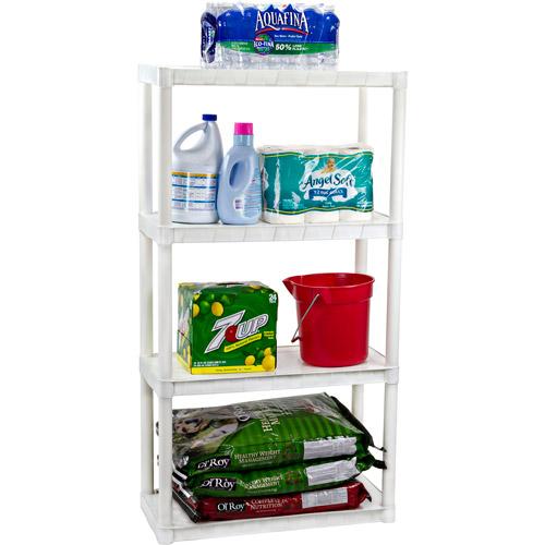 Plano 30"W x 14"D x 55.5"H 4-Shelf Solid Shelving Unit, White