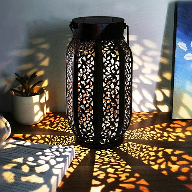 Maggift 2 Pack 20 Lumens Hanging Solar Lights Outdoor Retro Hanging Solar Lantern with Handle, Brown