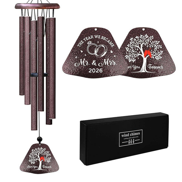 Kubbut Wedding Gifts for Couples 2026, Mr and Mrs Gift, Bridal Shower Gifts for Bride，Wedding Decor Wind Chimes 32", Newly Wed Present for The Couple, Bride and Groom Present for Newlyweds
