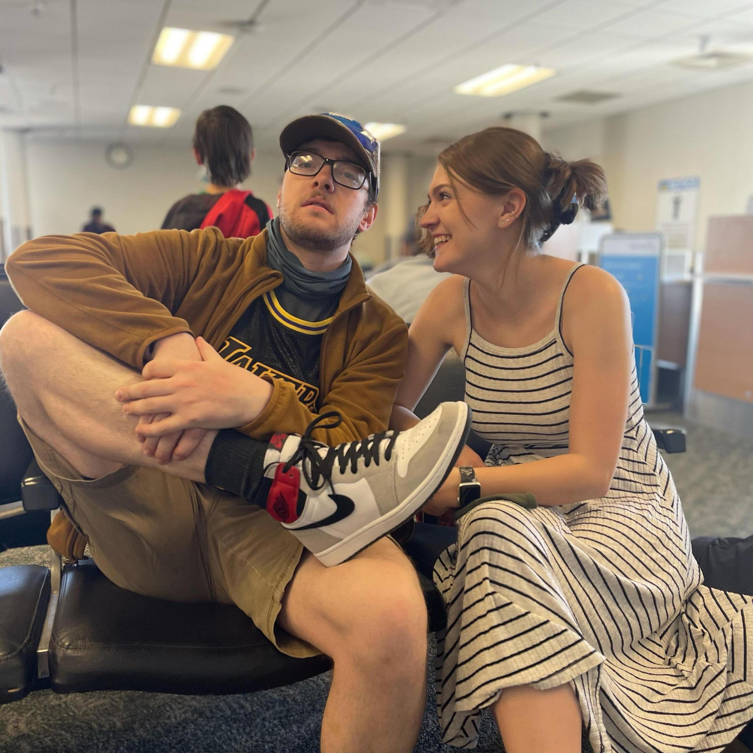 Airport on the way to Phoenix. H was very excited to put some street miles on his new J's... without creasing them, of course.