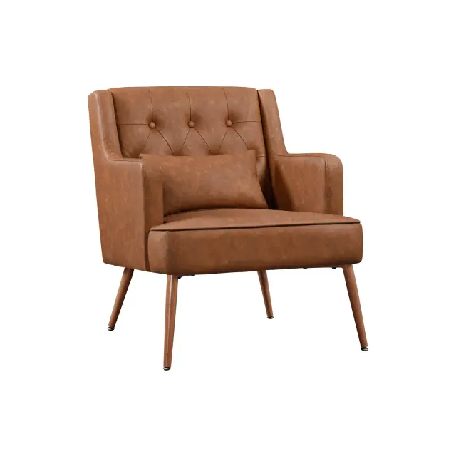 Yaheetech PU Leather Accent Chair Armchair for Living Room Bedroom Office, Retro Brown