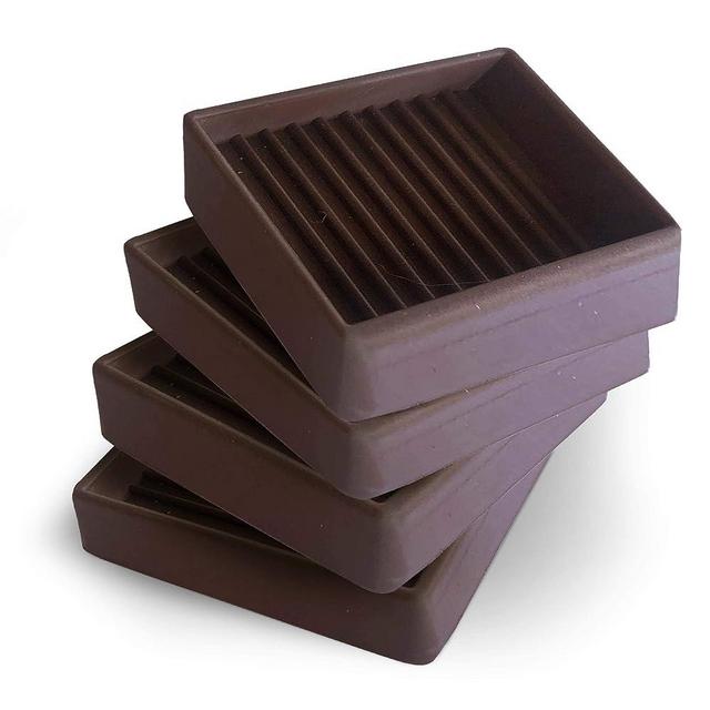 CasterMaster Non Slip Furniture Pads - 2x2 Square Rubber Anti Skid Caster Cups Leg Coasters - Couch, Chair, Feet, and Bed Stoppers with Anti - Sliding Floor Grip (Set of 4)