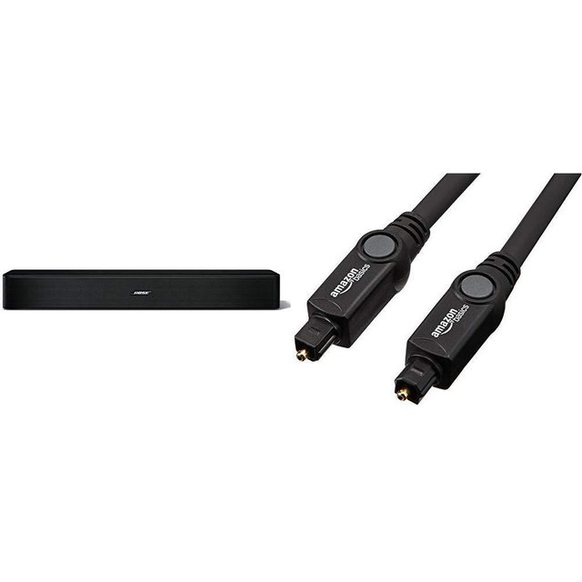 Bose Solo 5 TV Sound System with Universal Remote Control & AmazonBasics Digital Optical Audio Toslink Cable - 3.28 Feet (1 Meter)