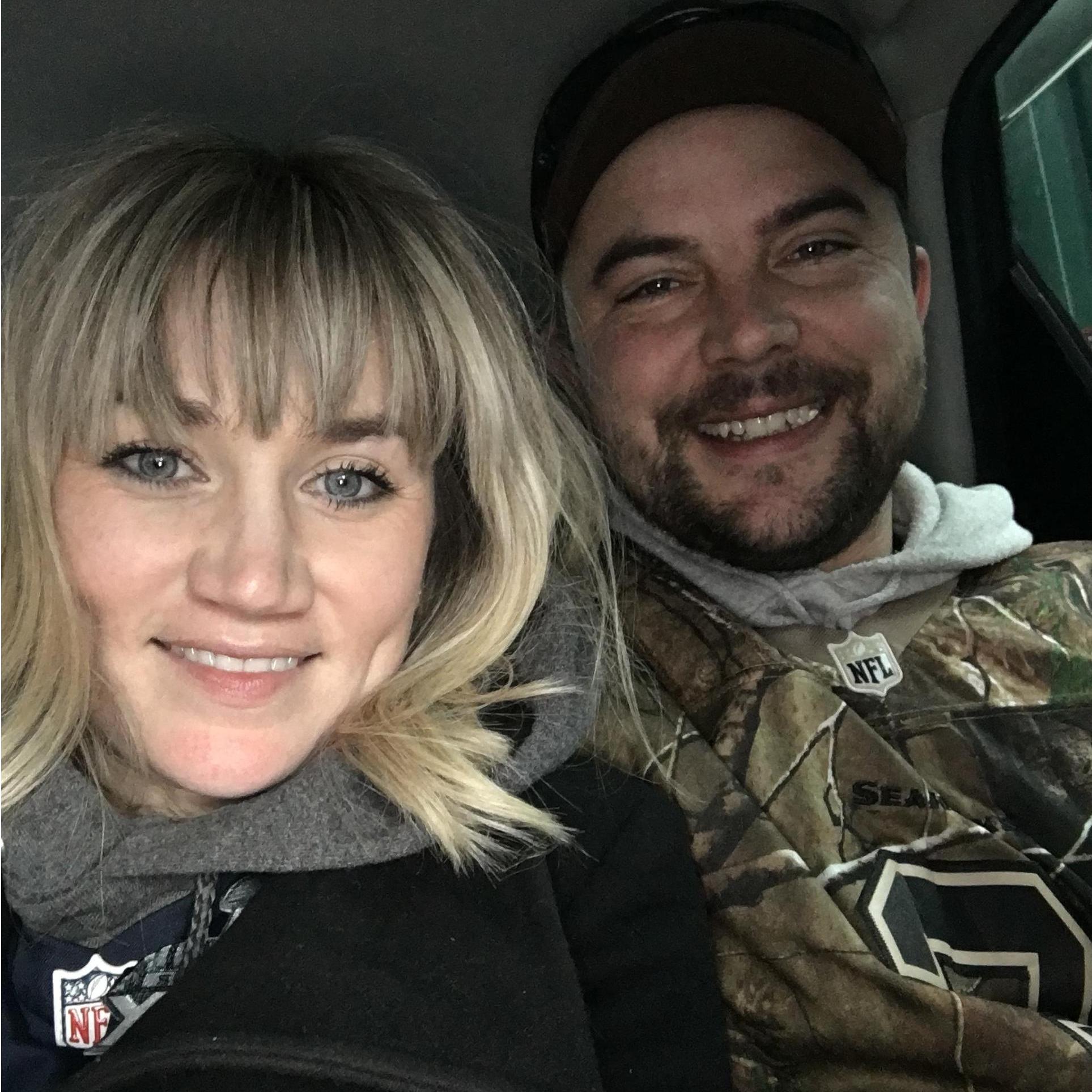 Our first Seahawks game together and my first experience at an NFL game...early December and guess who spilled their ice cold drink all over me... ;)