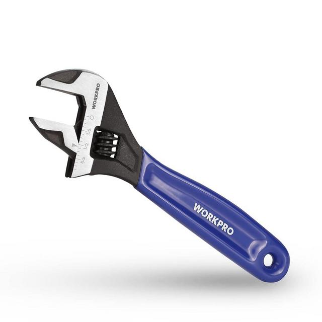 WORKPRO 6-Inch Adjustable Wrench, Cr-V Steel Wrench, Wide Jaw Black Oxide Wrench, Metric & SAE Scales, for Home, Garage, Workshop and DIY