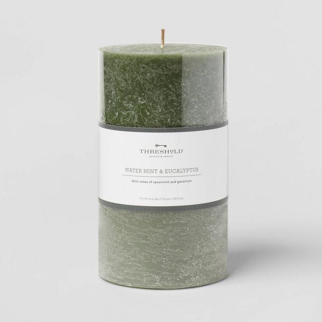 7" x 4" Pillar Candle Water Mint & Eucalyptus Green - Threshold™