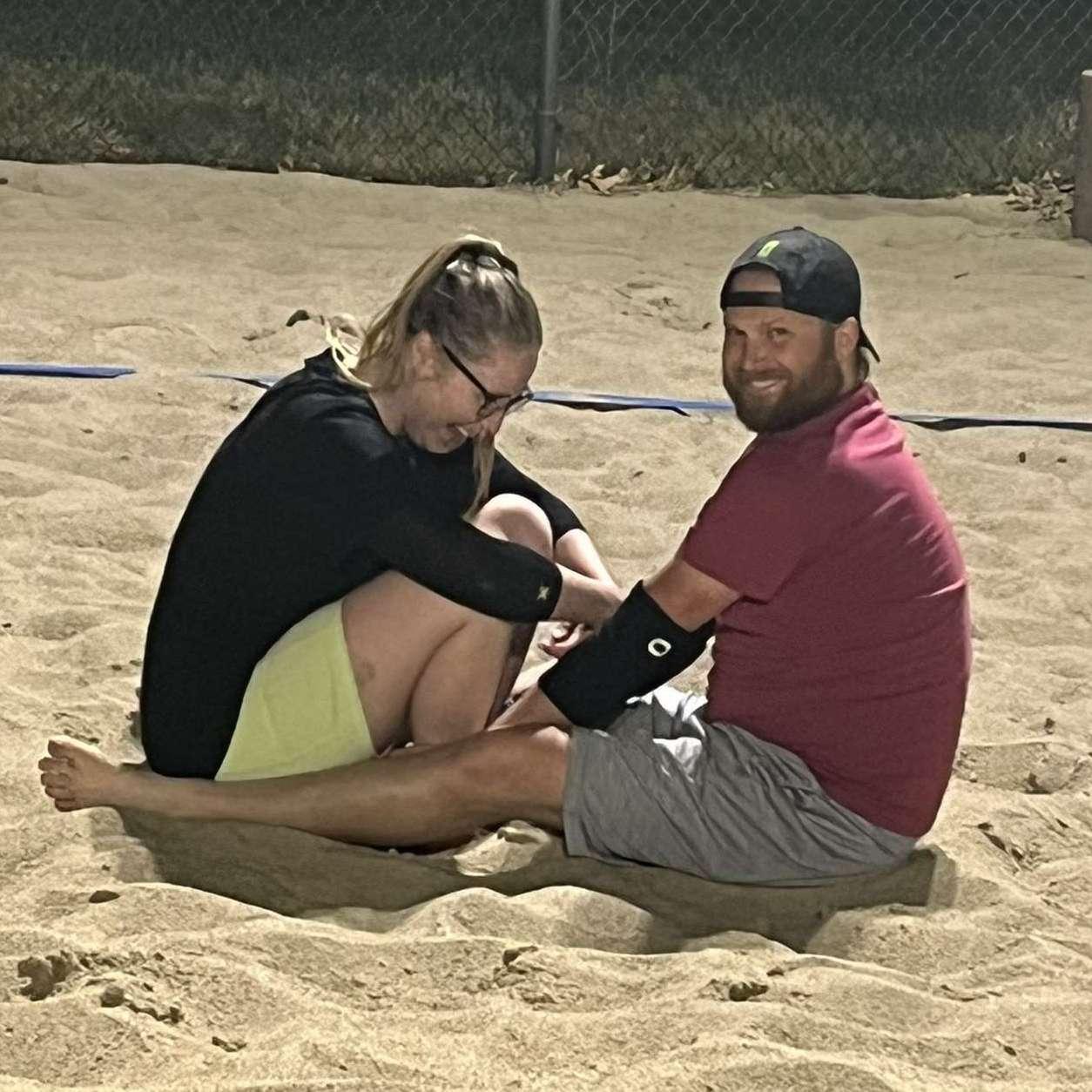 They spent a lot of time playing sand volleyball.