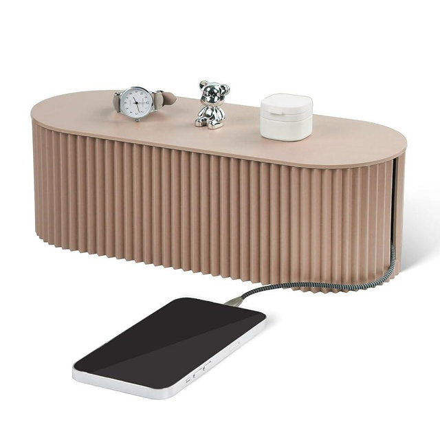 RAMFIYN Cable Management Box Large Cable Organizer Box for Power Strips, Surge Protectors, Chargers, Adapters, TV Computer Wires Cable Hider Organizer Box with Cable Ties，Clip Holders - Khaki