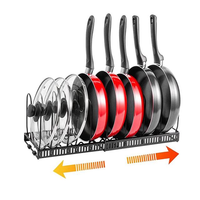 Pot Organizer Rack for Cabinet, Expandable Pot Racks, Pots and Pans Organizer for Kitchen Cabinet, 3 Easy DIY Methods Pot Rack Organizer, Pot Lid Holder with 10 Adjustable Compartments