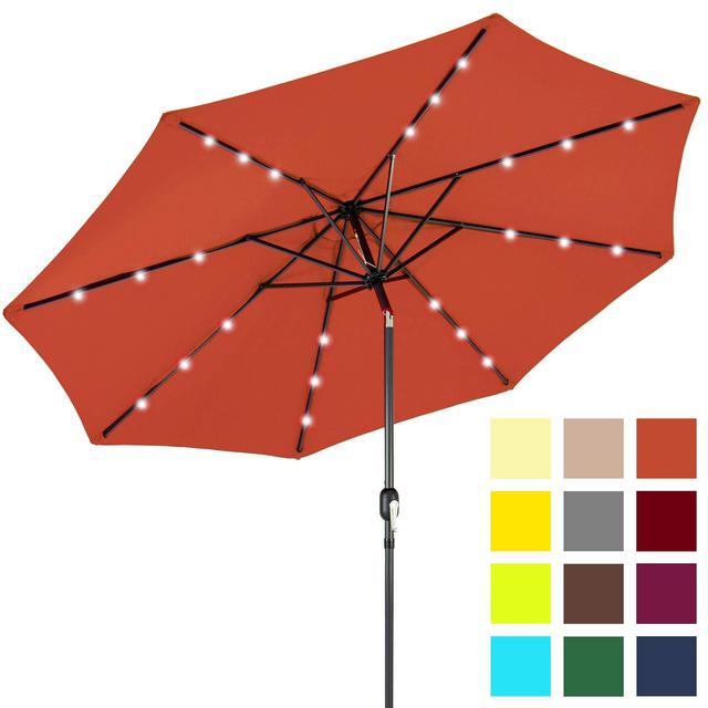 10ft Solar LED Lighted Patio Umbrella w/Tilt Adjustment
