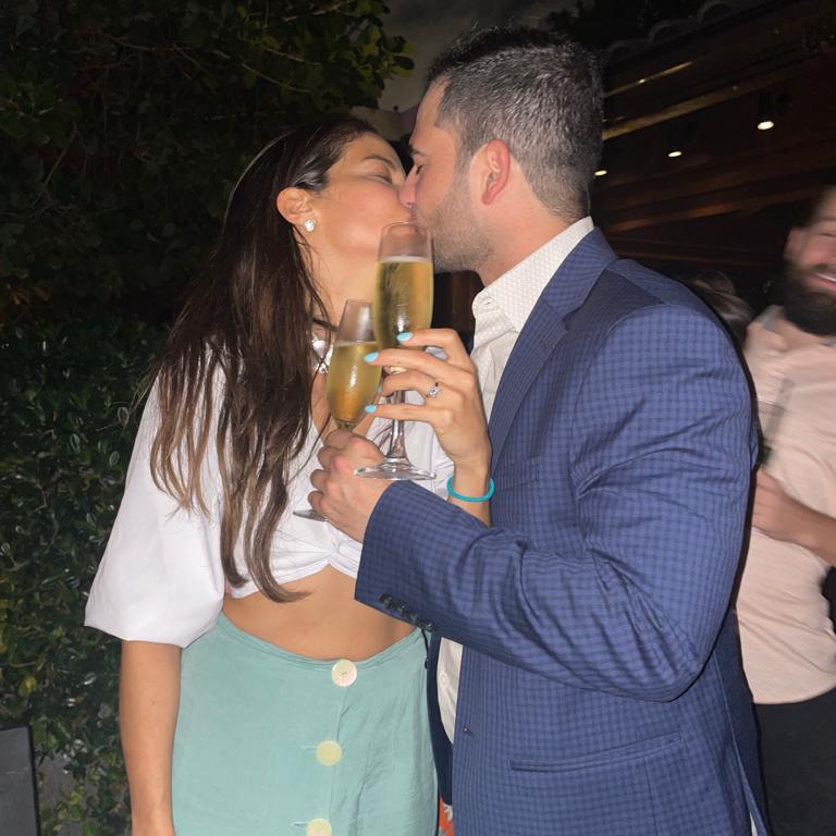 champagne kiss to celebrate YES