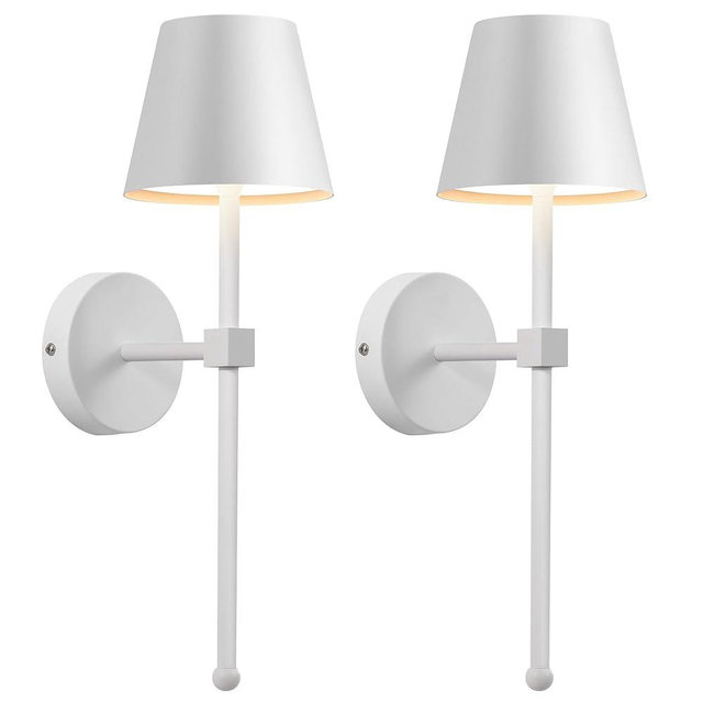 KDG Wireless Wall Sconces Set of 2, Small Cordless 5200mAh Rechargeable Battery LED Wall Lamps, Stepless Dimming Lightings for Wall Painting, Living Room, Bedroom, Hallway, Gifts, Night Light (White)