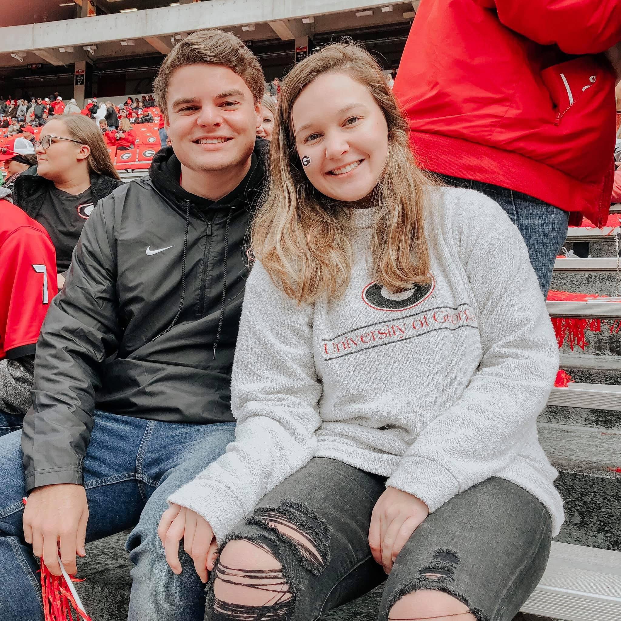 Our second hate week together (2018) - I had to wear UGA gear so I could sneak into the student section