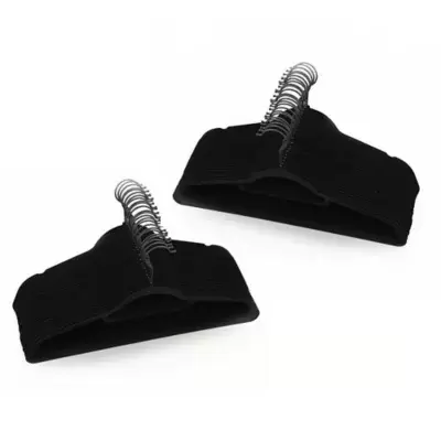 Squared Away™ Velvet Slim Suit Hangers in Black with Matte Black Hook (Set of 50)